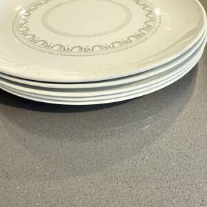 VTG Corning Centura‎ Classic Dinner Plates 10" Grey On White Design 1960 (5)